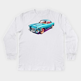 Colored Classic Car Design in Vibrant Vector Style Kids Long Sleeve T-Shirt